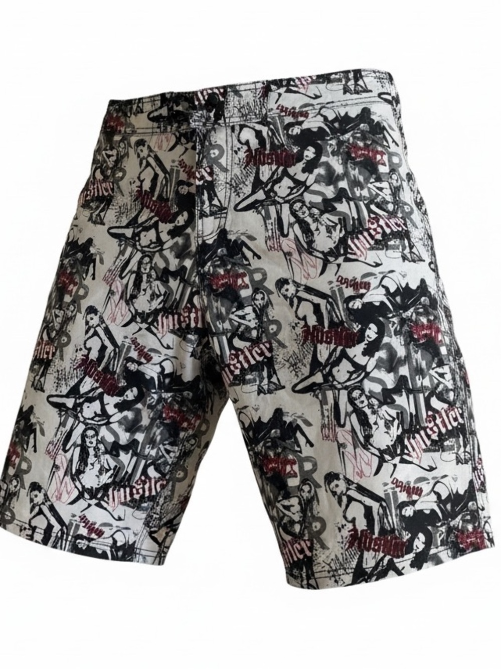 Hustler Hollywood White Black Shorts with Red Accents